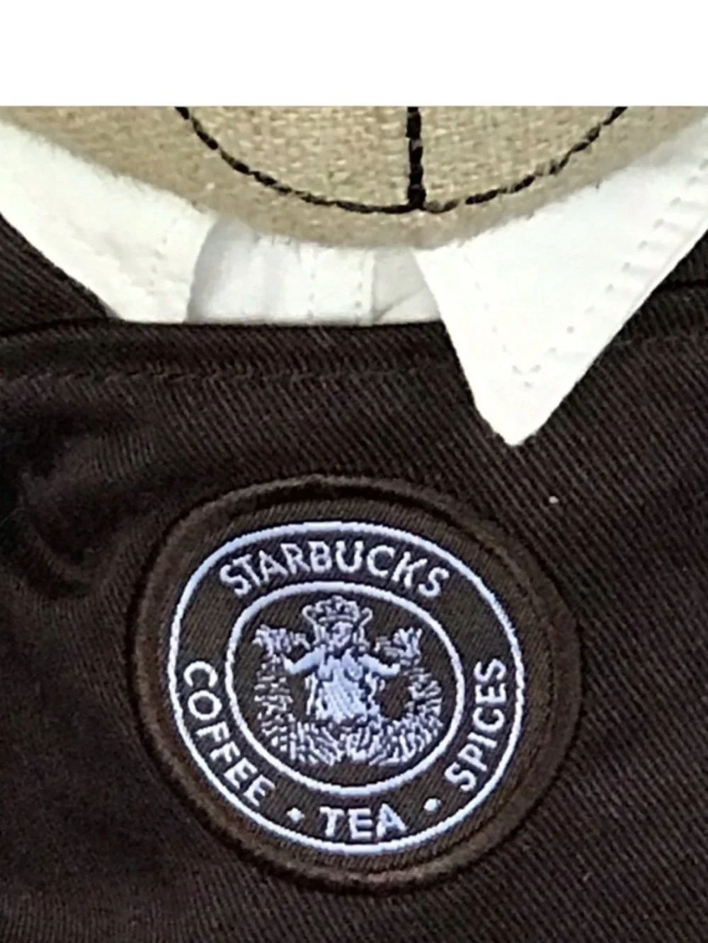 Starbucks Beige Teddy Bear with Dark Brown Apron and Brown Pants